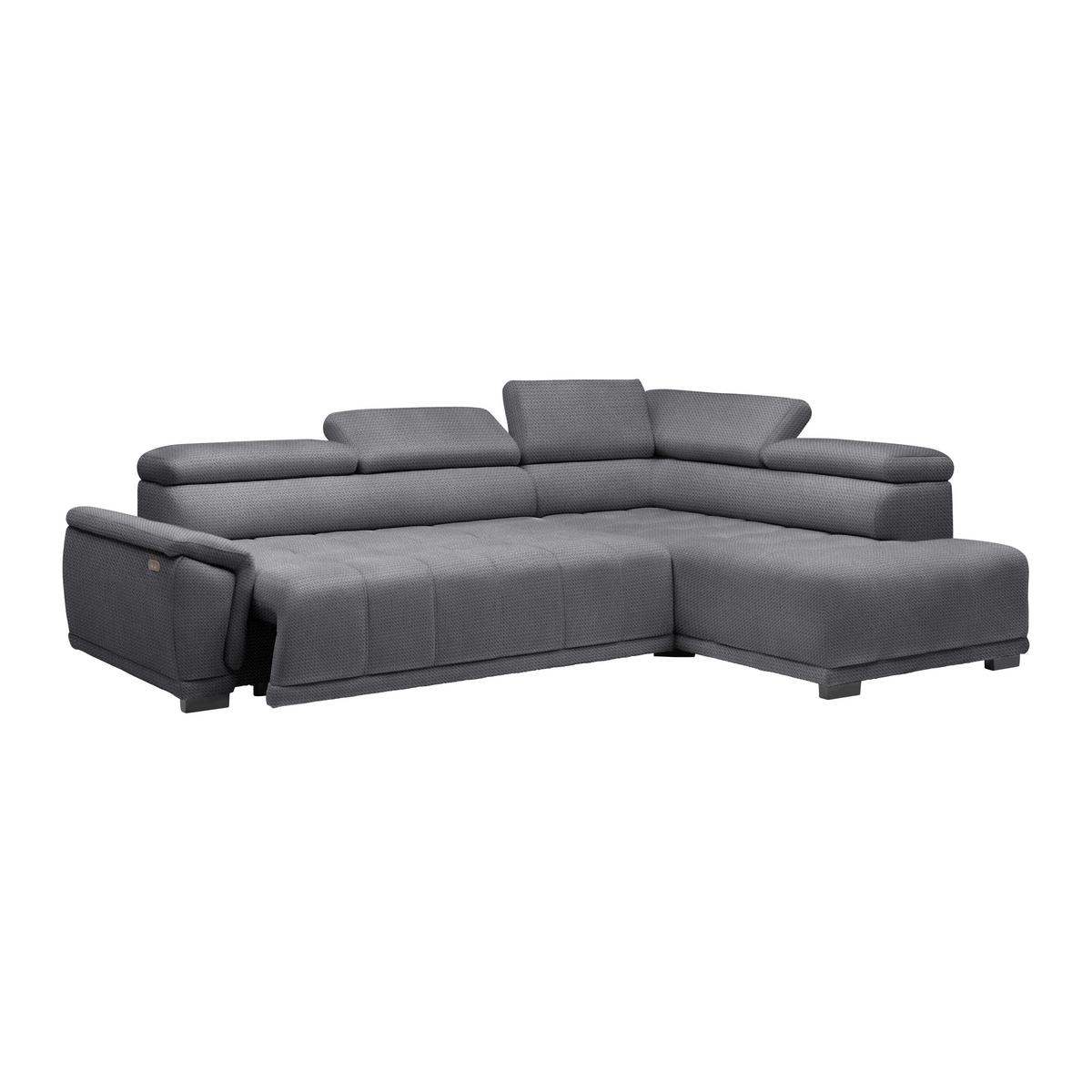Ecksofa Gremio Rechts Blaugrau - Blaugrau/Schwarz, MODERN, Kunststoff/Textil (283-206/77-100/106cm) - Premium Living