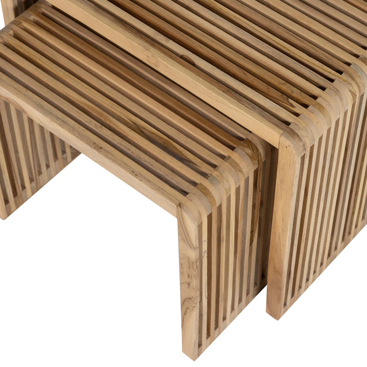 Beistelltisch Jasmijn 2er-Set Teak - Naturfarben, Design, Holz (50-40/41-36/45-40cm) - Livetastic