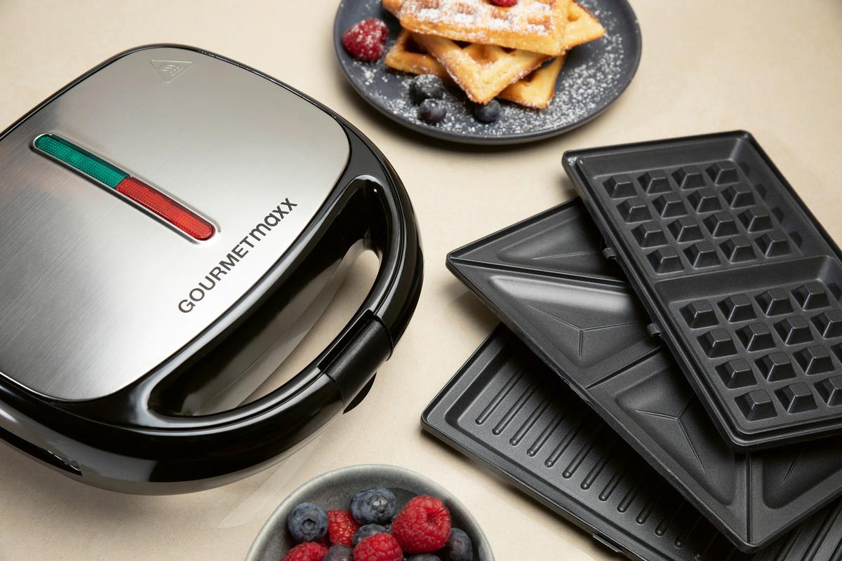 Tischgrill Gourmetmaxx Schwarz/Silberfarben - Silberfarben/Schwarz, MODERN, Metall (22/23/9,5cm)