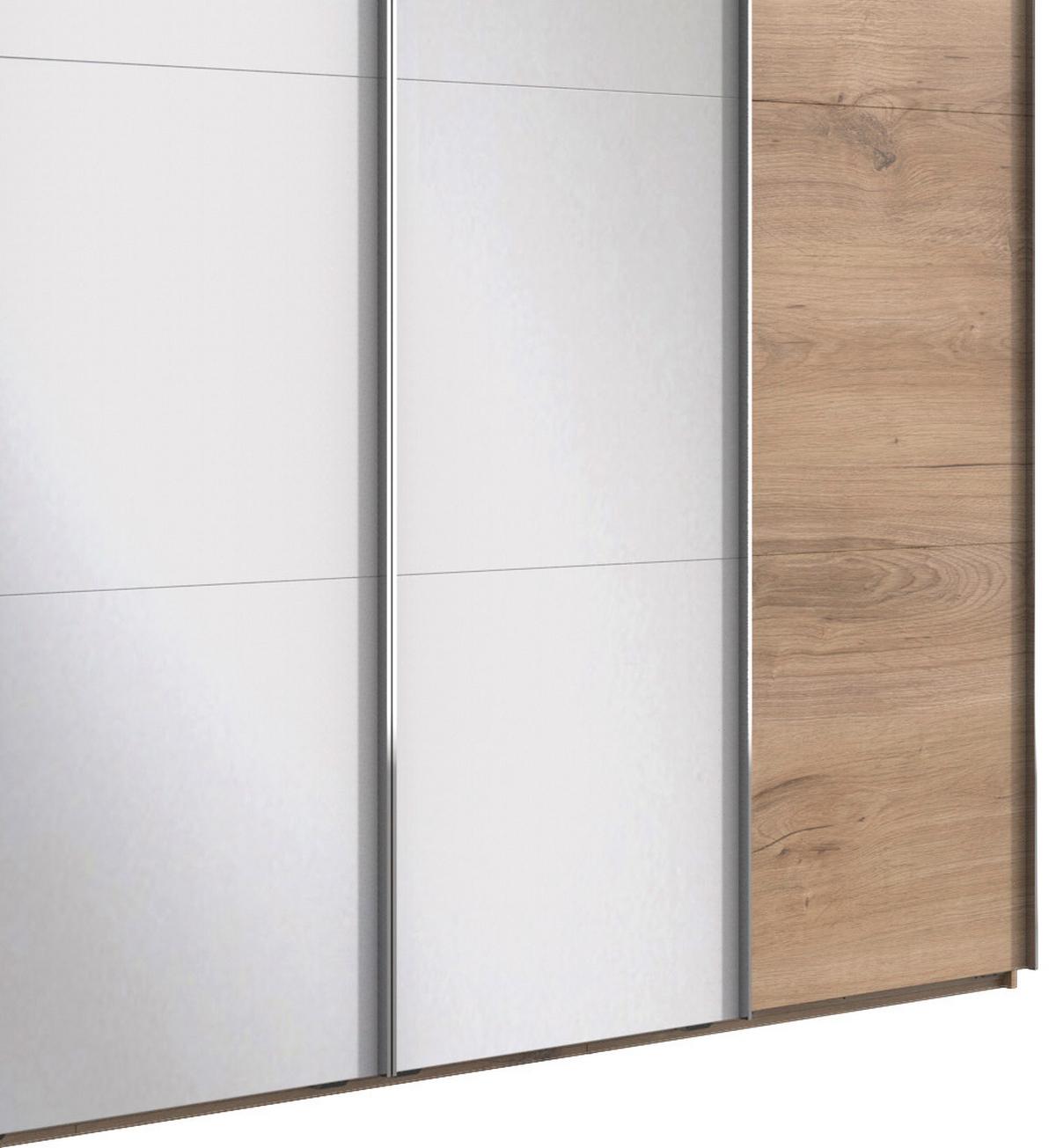 Ormar S Kliznim Vratima Level 36a - boje hrasta/boje kroma, Basics, staklo/drvni materijal (350/216/65cm) - Modern Living