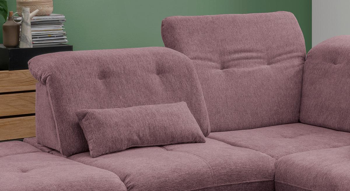 Wohnlandschaft Dalida Brombeere Chenille - Chromfarben/Brombeere, Design, Textil/Metall (254/280cm) - Livetastic