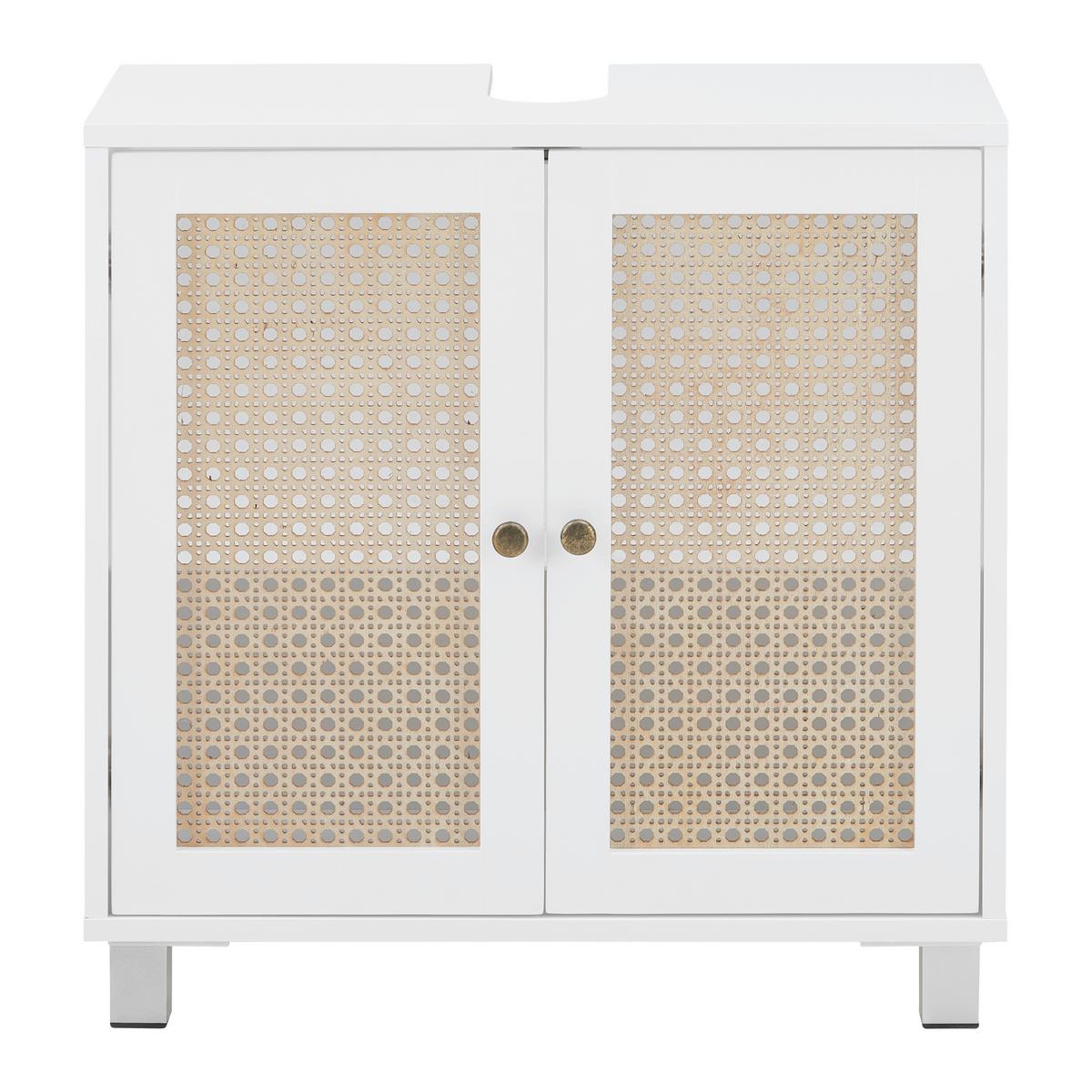 Waschbeckenunterschrank Lisa Natur/Weiß ca. 60x59x30 cm - Naturfarben/Weiß, MODERN, Holzwerkstoff/Kunststoff (60/59/30cm) - Bessagi Home