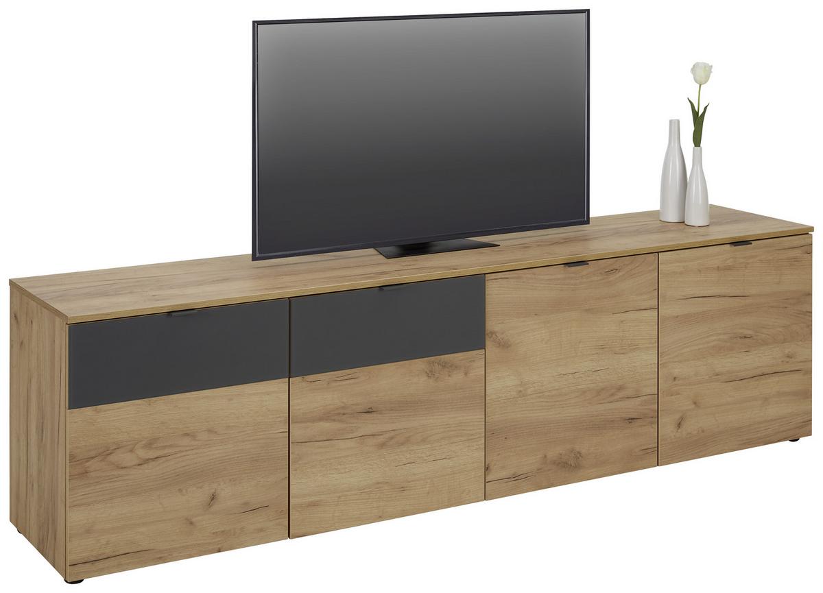 TV-Element in Graphit/Eichefarben - Eichefarben/Graphitfarben, MODERN, Holzwerkstoff/Metall (193/57/41cm) - Premium Living