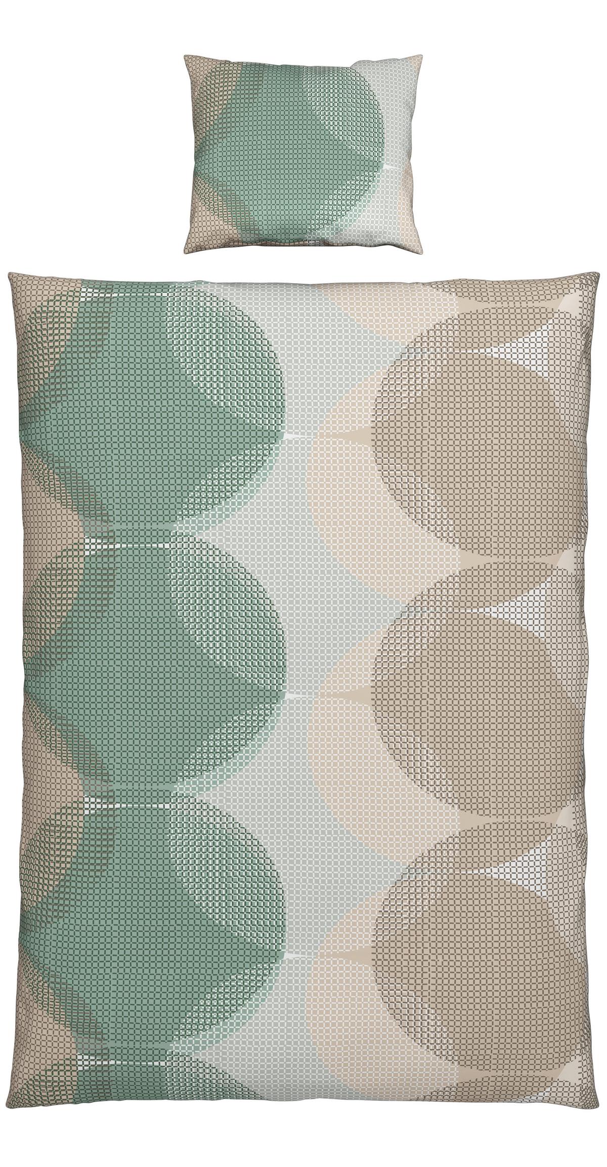 BETTWÄSCHESET CHIARA - Beige/Grün, Natur, Textil (160/210cm) - Modern Living