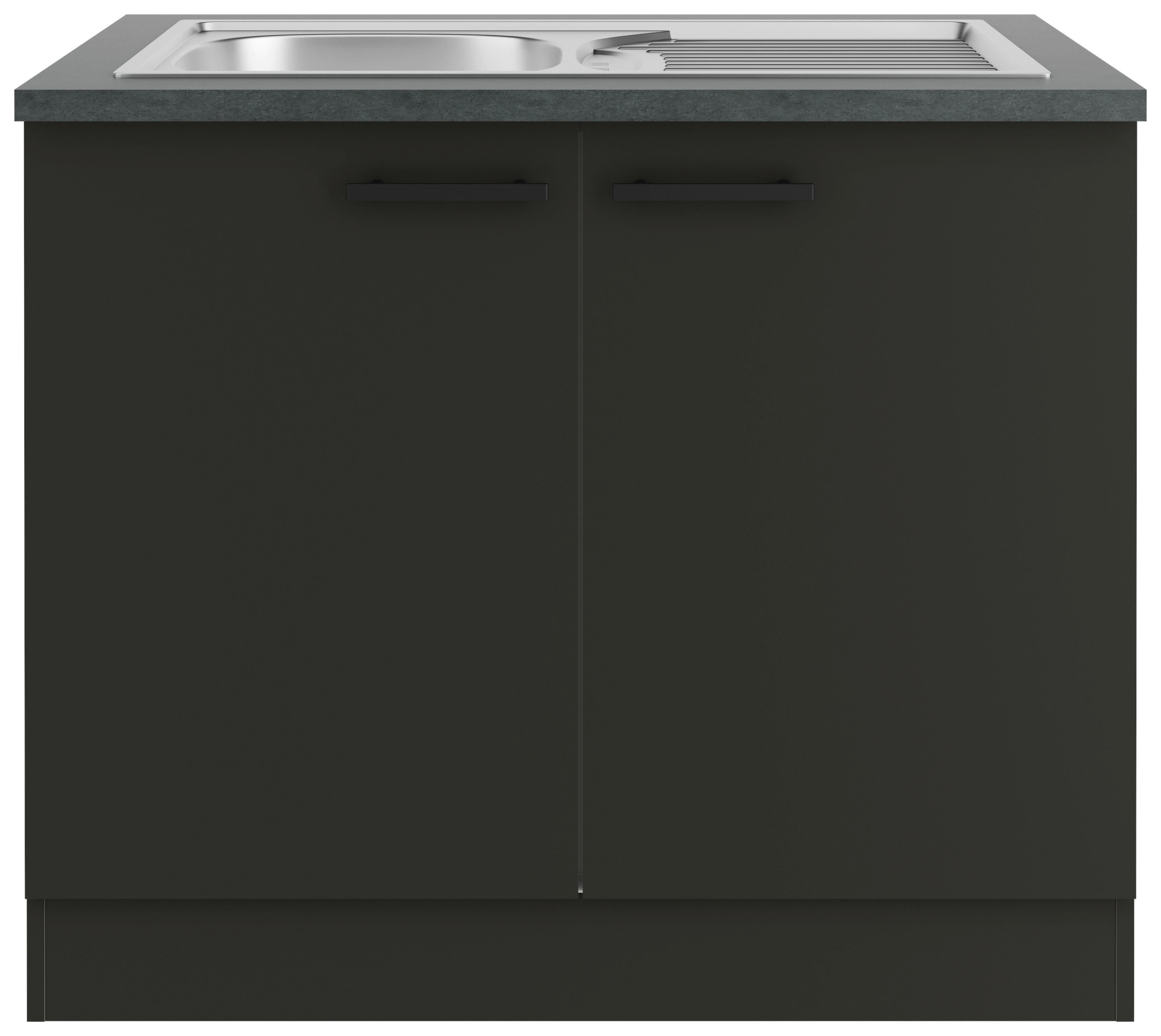 SZAFKA POD ZLEWOZMYWAK OPTIKULT - antracytowy/czarny, Basics, materiał drewnopochodny/metal (100/84,8/60cm) - Optifit