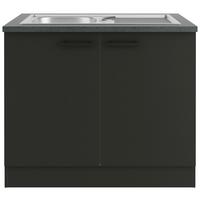 SZAFKA POD ZLEWOZMYWAK OPTIKULT - antracytowy/czarny, Basics, materiał drewnopochodny/metal (100/84,8/60cm) - Optifit