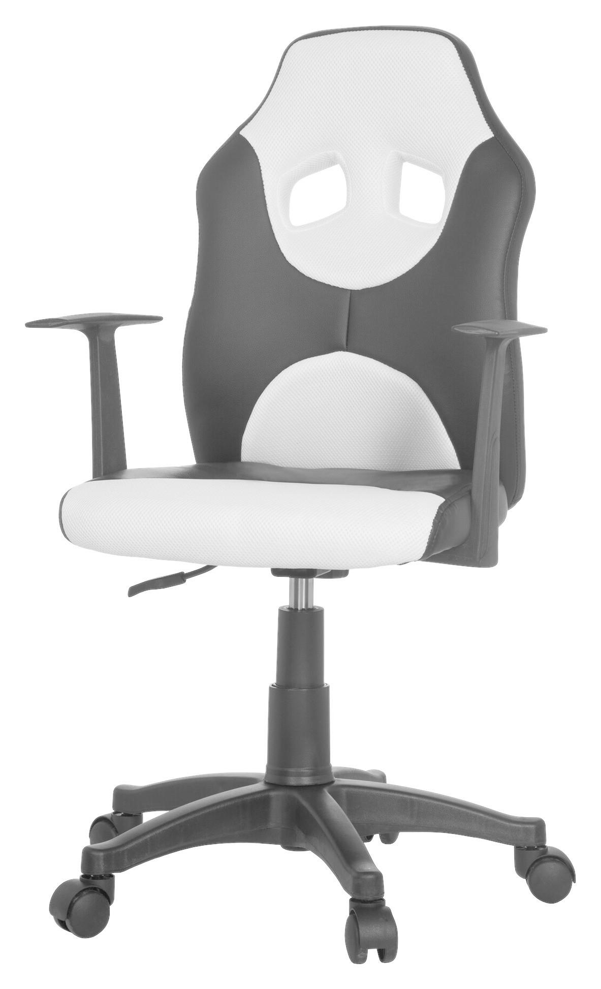 Jugenddrehstuhl Kid Racer ca.54x90-100x48cm Weiß,Schwarz - Schwarz/Weiß, Basics, Kunststoff (54/90-100/48cm) - MID.YOU