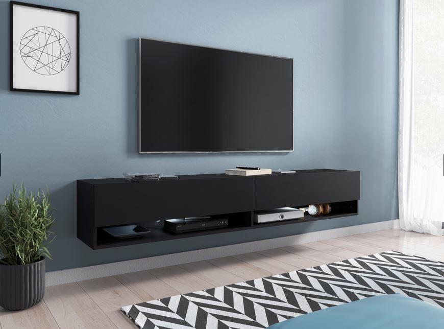 Nizka Omarica Lowa, Črna, Led - črna/siva, Trendi, umetna masa/leseni material (180/30/32cm) - P & B