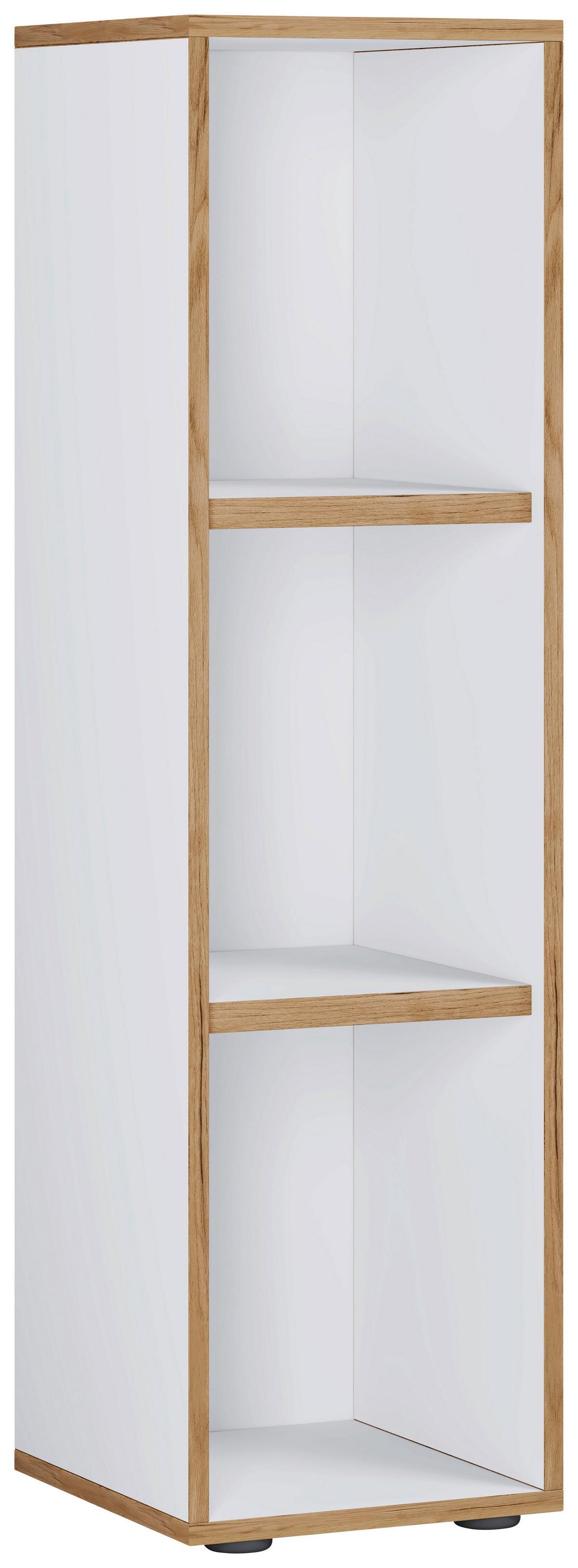 Pisarniški Regal Salia B30, Bela, Barva Hrasta - črna/bela, Design, umetna masa/leseni material (30/110/33cm) - MID.YOU