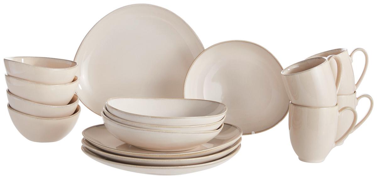 SERWIS OBIADOWO-ŚNIADANIOWY ORGANIC - kolor piaskowy, Trend, ceramika - Novel