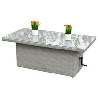 GARTENTISCH CHICAGO - Grau, MODERN, Glas/Kunststoff (120/60/46-68cm) - Gardenson