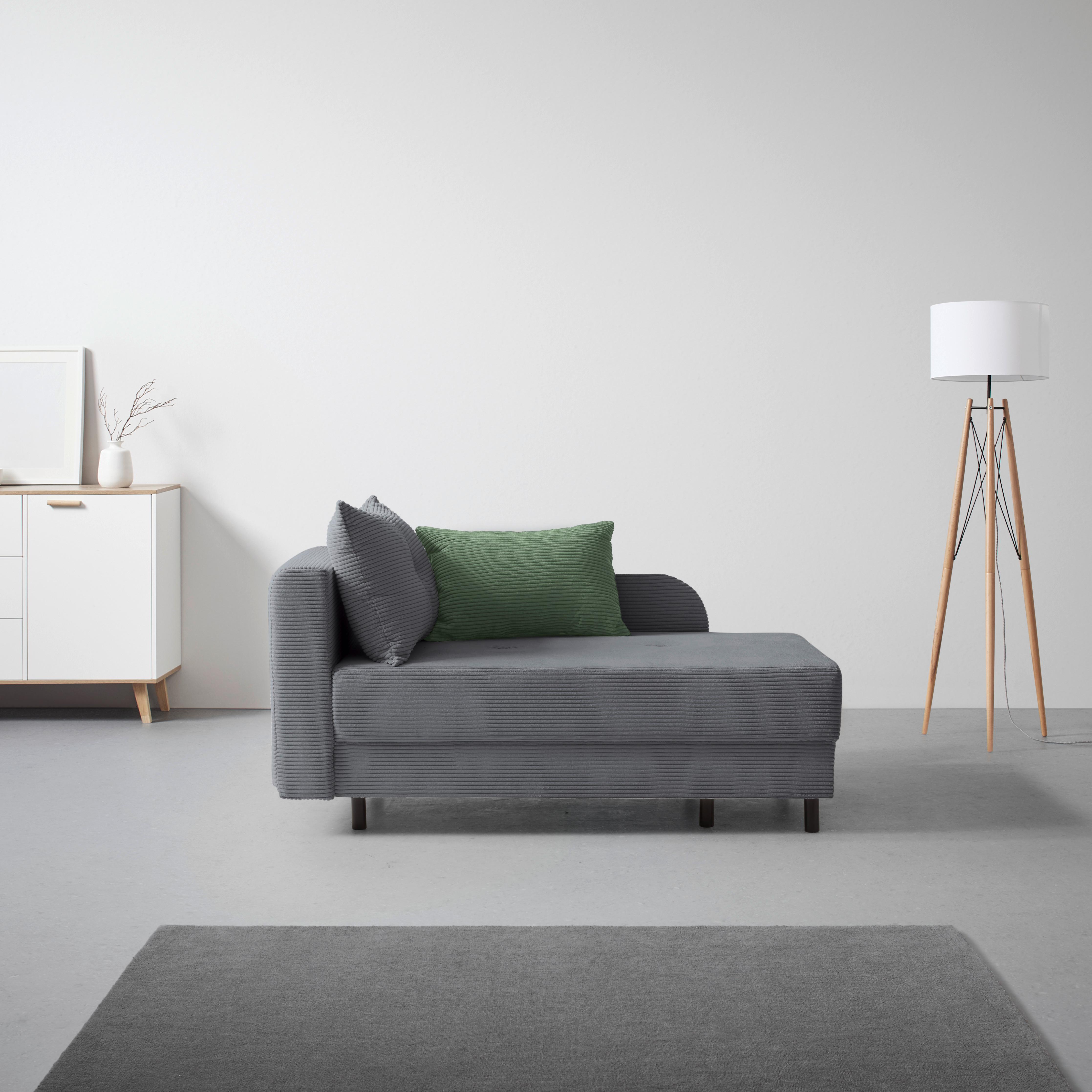 Liege Nova Dunkelgrau - Dunkelgrau/Schwarz, MODERN, Holz/Textil (85/62/145cm) - Mömax