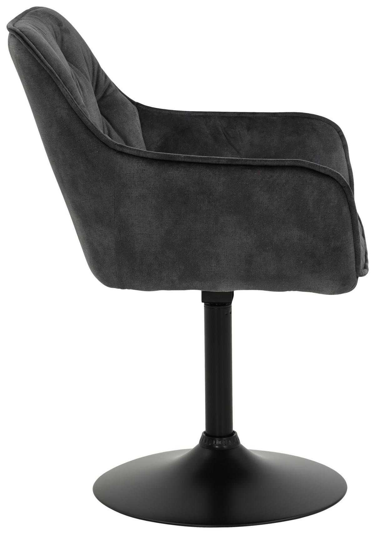 Stuhl-Set gepolstert drehbar 2er-Set - Anthrazit/Schwarz, MODERN, Textil/Metall (49/83/62cm) - MID.YOU