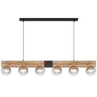Hängeleuchte Moitas max. 40 Watt - Schwarz/Naturfarben, Natur, Glas/Holzwerkstoff (140/15/120cm) - Globo
