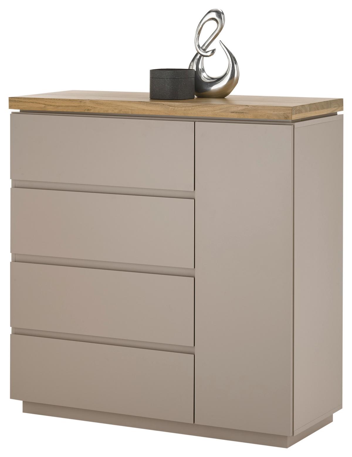 KOMODA PALAMOS - kolor naturalny/szary, Basics, materiał drewnopochodny/drewno (100/104/40cm)