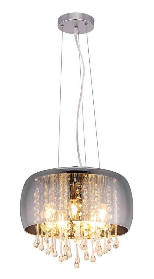 LAMPA WISZĄCA KALLA  350/1200CM - przejrzysty/kolor chromowy, Basics, metal/szkło (35/120cm) - Globo