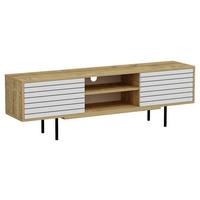 LOWBOARD APOLLO TV-SCHRANK - Weiss/Eichefarben, Design, Holzwerkstoff (160/50,5/35cm) - Livetastic