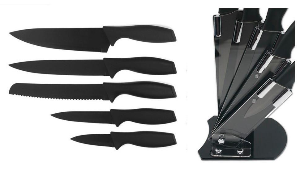 Blok Za Noževe 6/1 Set Melly - crna, Moderno, metal/plastika (18/34/11,5cm) - Modern Living