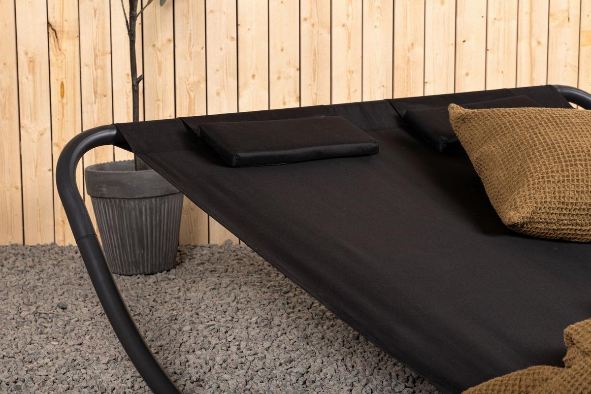 Sonnenliege Gordo ca. 180x48x200 cm Schwarz - Schwarz, KONVENTIONELL, Textil/Metall (180/48/200cm) - Gardenson