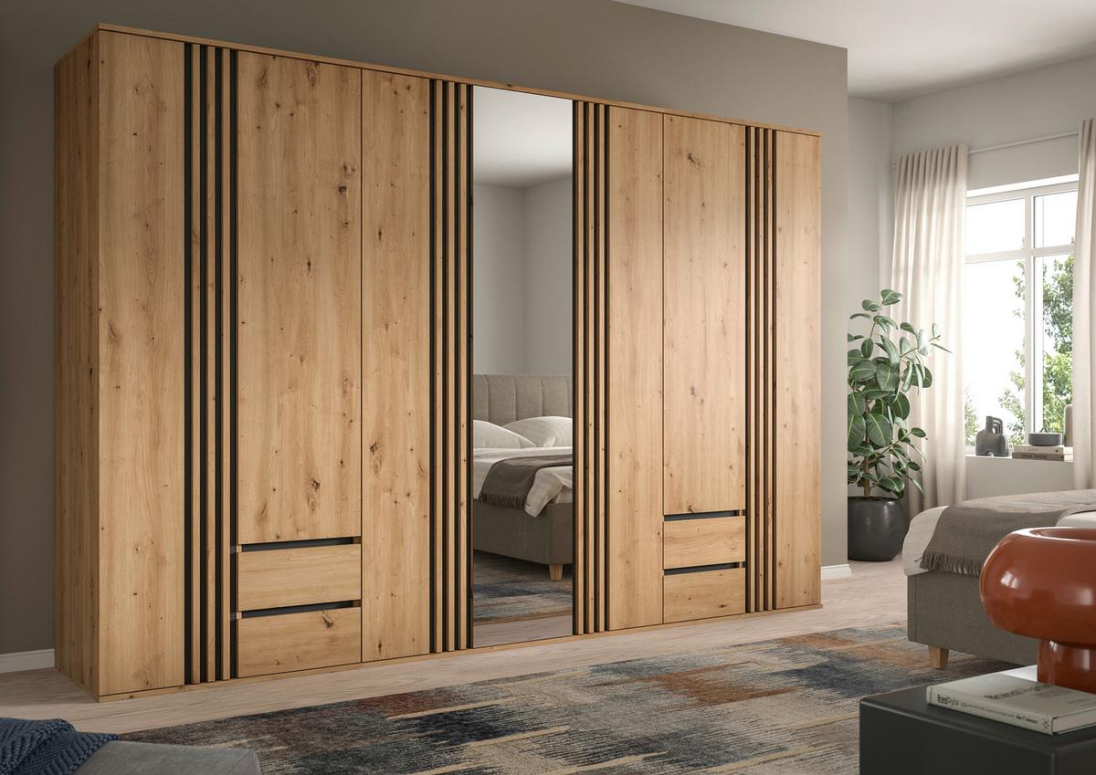 Drehtürenschrank TOFTA Eiche Artisan, Anthrazit - Anthrazit/Eiche Artisan, ROMANTIK / LANDHAUS, Holzwerkstoff (280/192/56cm) - Livetastic