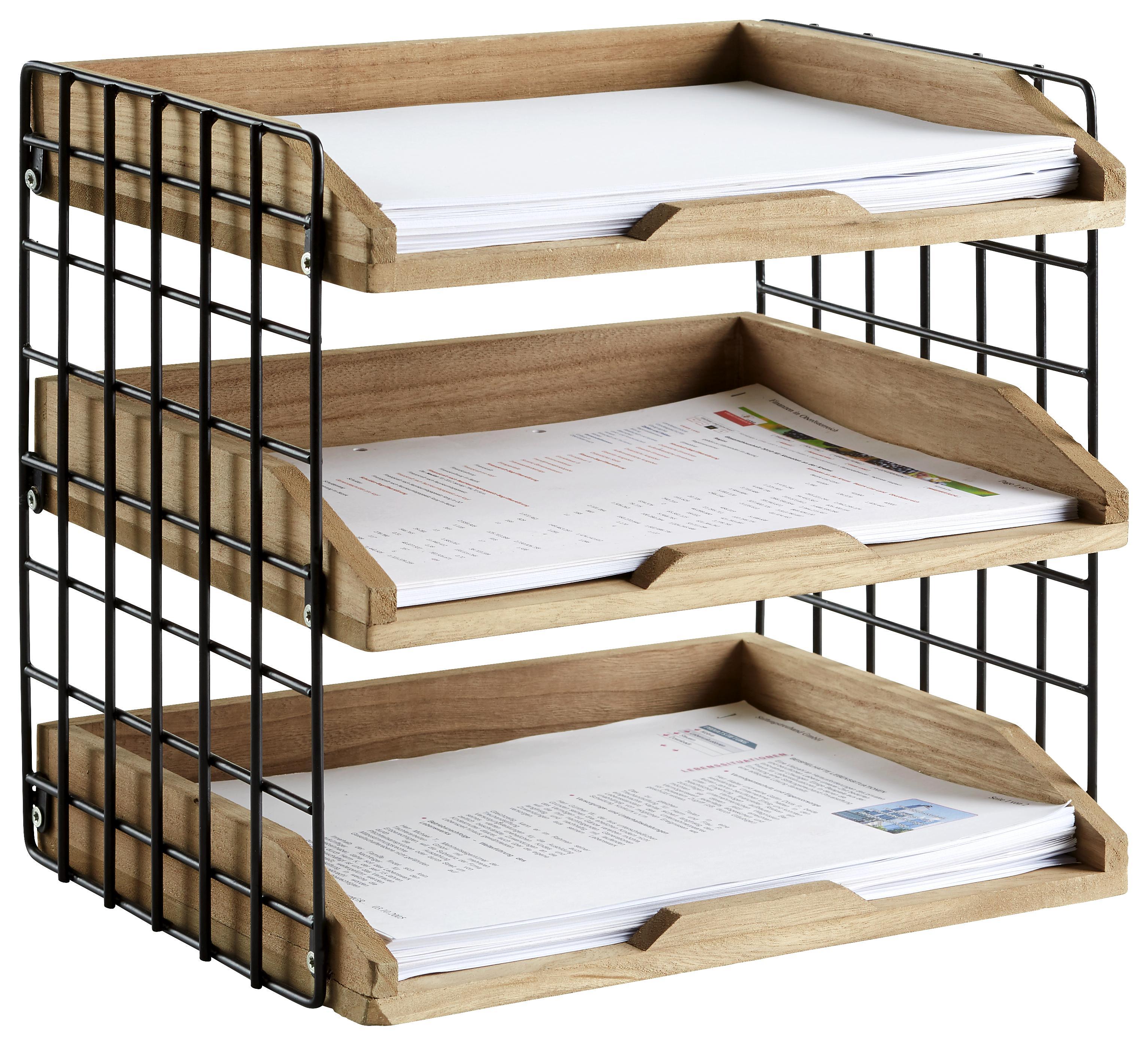 Briefablage Cage Braun/Schwarz - Schwarz/Braun, MODERN, Holz/Metall (34/25/30cm) - Modern Living