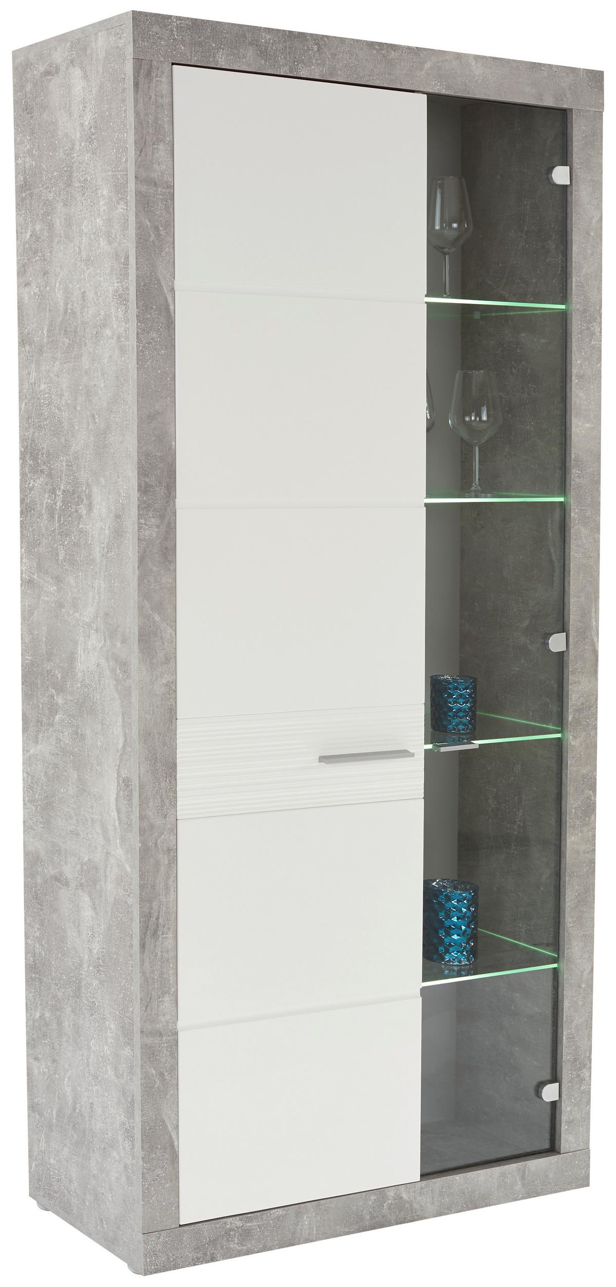 Vitrină Malta - alb/gri, Modern, material pe bază de lemn (96/197/35cm) - Modern Living