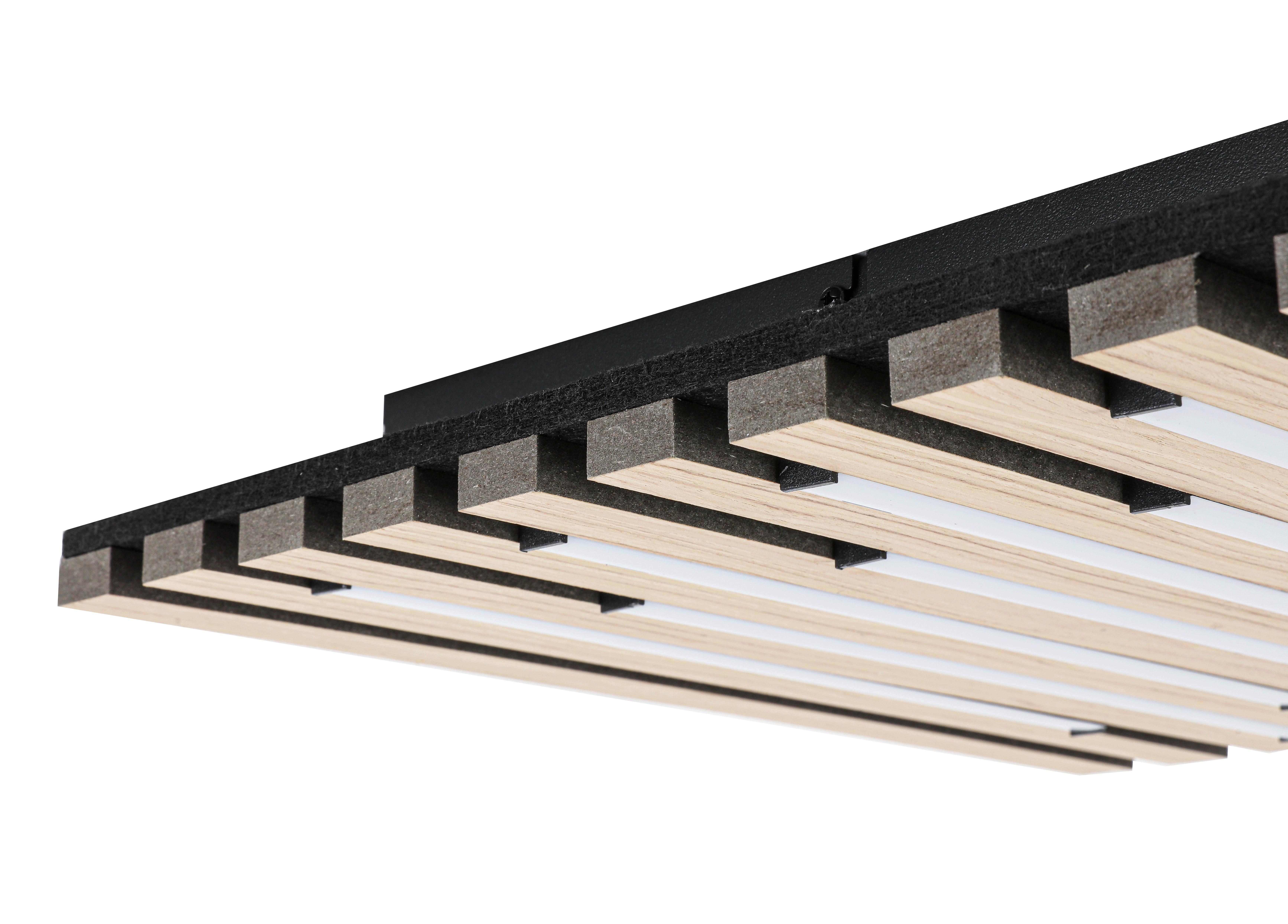 LED-TAKLAMPA RUKO - svart/ekfärgad, Modern, metall/trämaterial (42,5/42,5/5,5cm) - Mömax