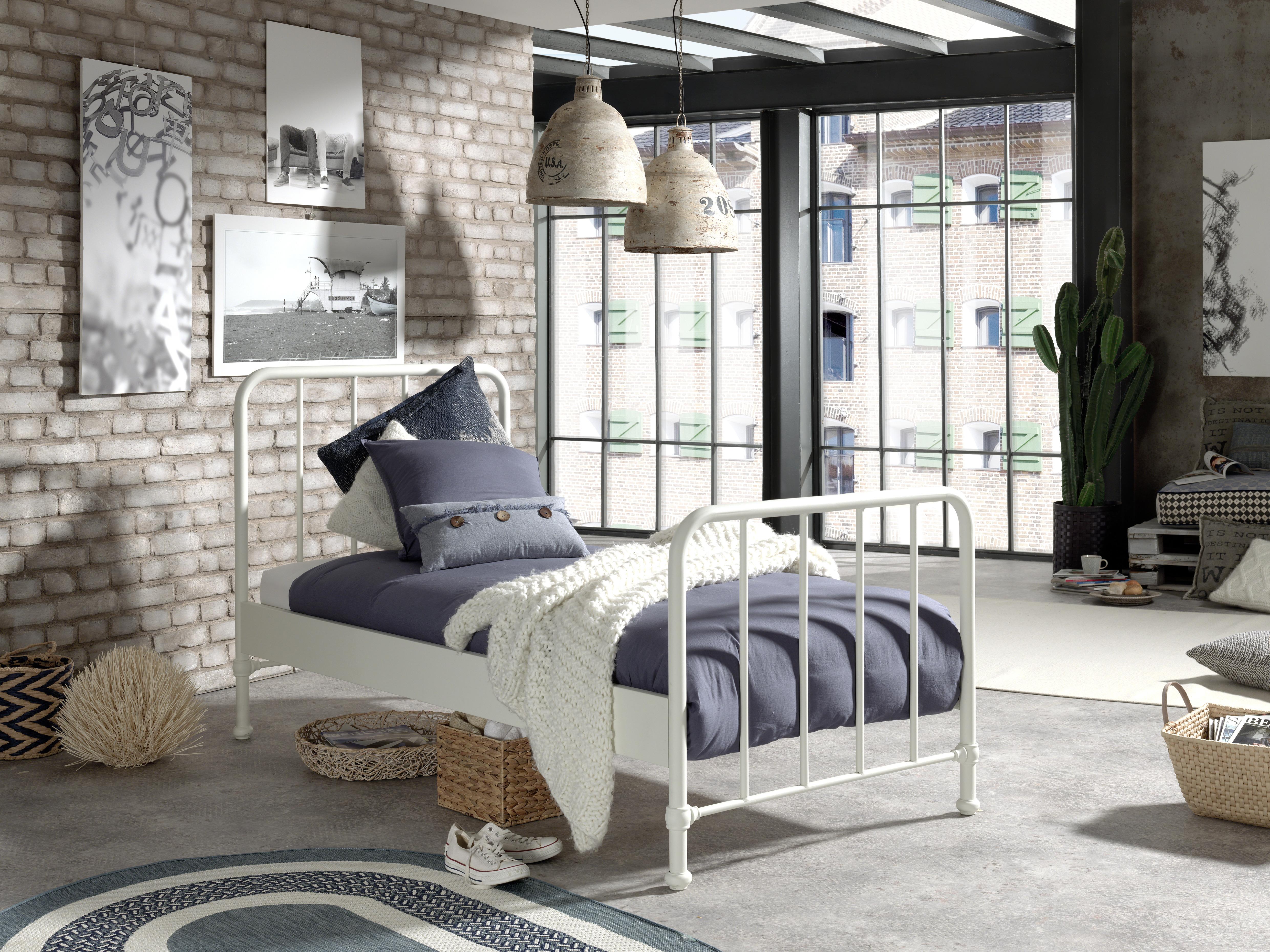 Kinder-/Juniorbett Bronxx ca. 90x200 cm Weiß Matt - Weiß, MODERN, Holz/Metall (90/200cm) - MID.YOU