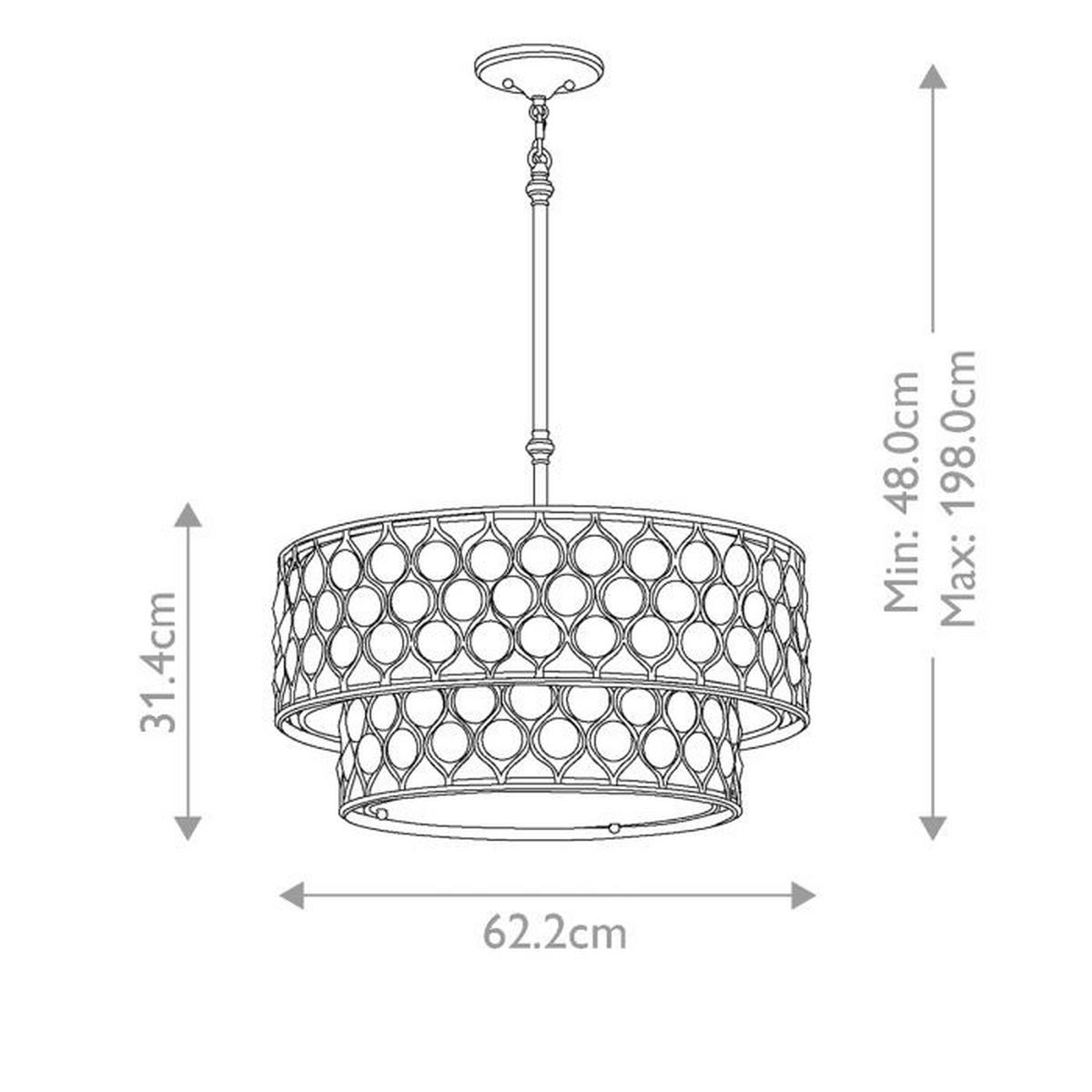 Viseća Svjetiljka Lucia Fe-Lucia-P-E-2tr - srebrne boje, Konvencionalno, staklo/metal (62.2/48cm) - Elstead Lighting