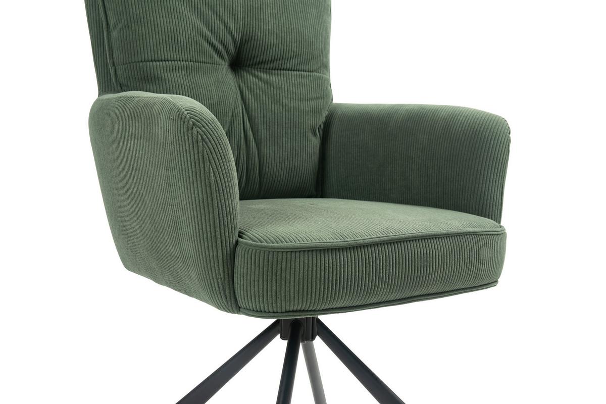 KRZESŁO Z PODŁOKIETNIKAMI POINT -EXKLUSIV- - czarny/oliwkowa zieleń, Design, metal/tkanina (60/95/67cm) - Novel