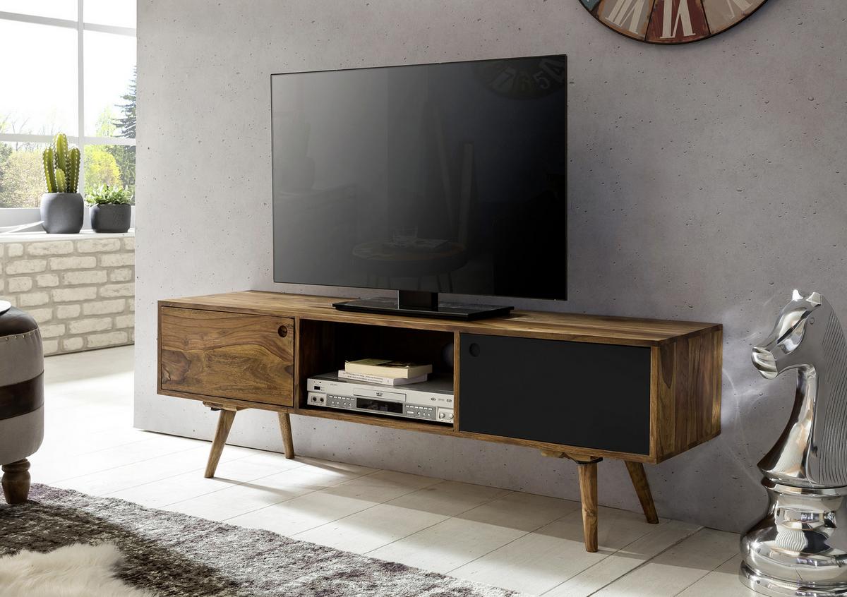 Lowboard Repa Sheesham ca. 140x45x35 cm Braun/Schwarz - Sheeshamfarben/Schwarz, Design, Holz (140/45/35cm) - MID.YOU