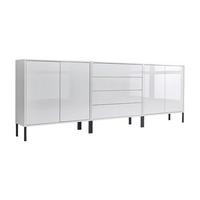 Sideboard Mailand Set 5 Weiß - Weiß Hochglanz/Anthrazit, MODERN, Holzwerkstoff/Metall (237/86/33cm) - MID.YOU