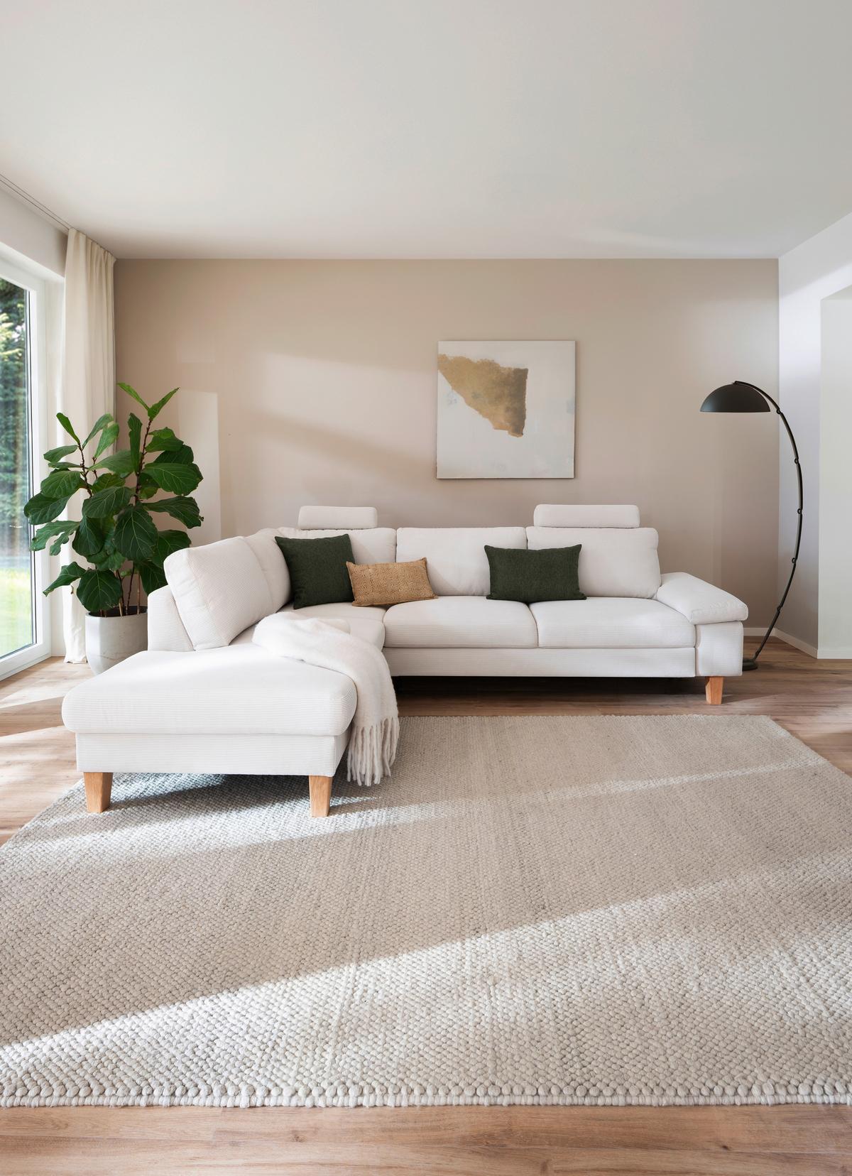 Wohnlandschaft Corvara 2.0 - Weiss/Eichefarben, Konventionell, Holz/Holzwerkstoff (220/86/286cm) - Premium Living