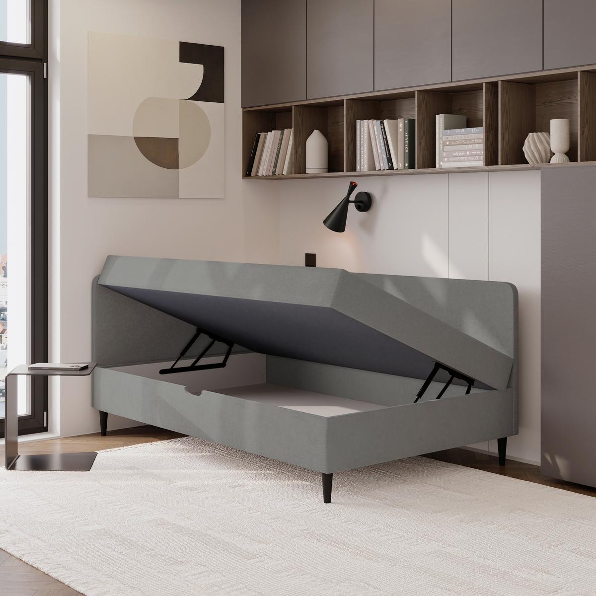 ŁÓŻKO SKRZYNIOWE HENRIETTE - czarny/kolor grafitowy, Konventionell, tkanina (120/200cm) - P & B