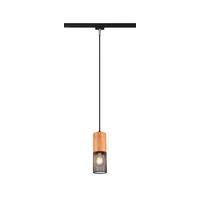 Schienensystem-Hängeleuchte Duoline-Tosh max. 25 Watt - Schwarz, Natur, Holz/Metall (8,0/180cm) - Trio Leuchten