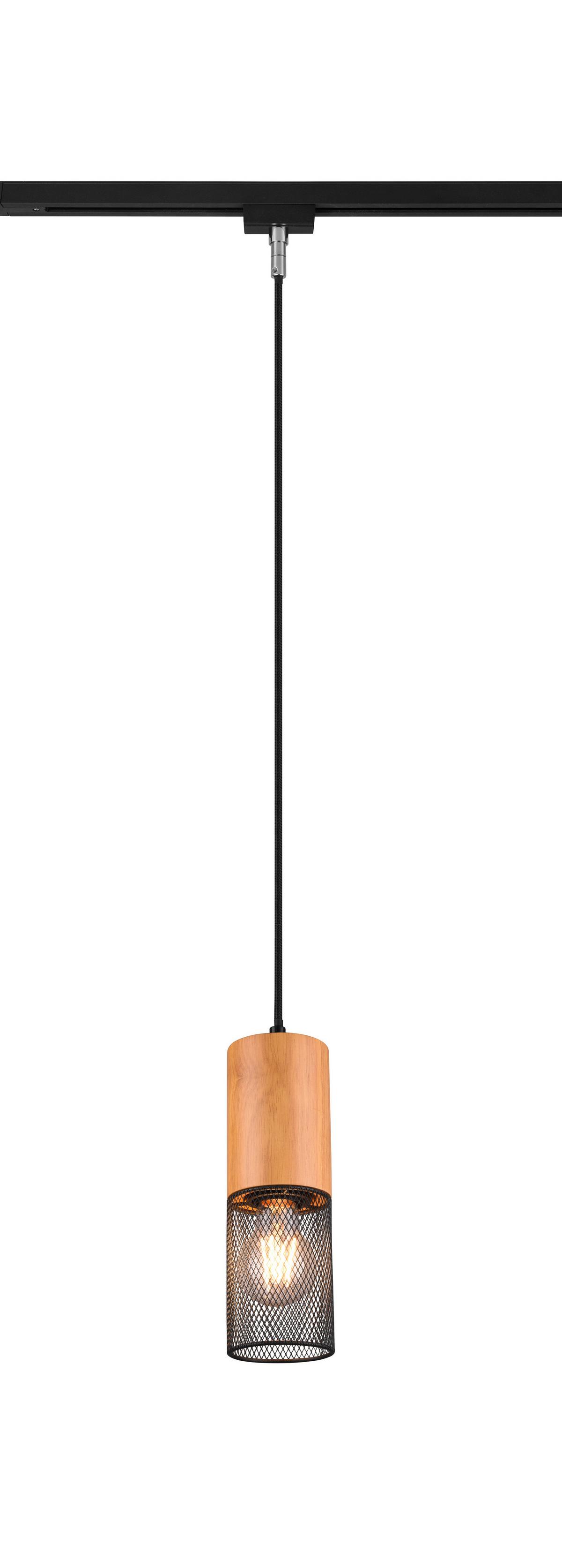 Schienensystem-Hängeleuchte Duoline-Tosh max. 25 Watt - Schwarz, Natur, Holz/Metall (8,0/180cm) - Trio Leuchten