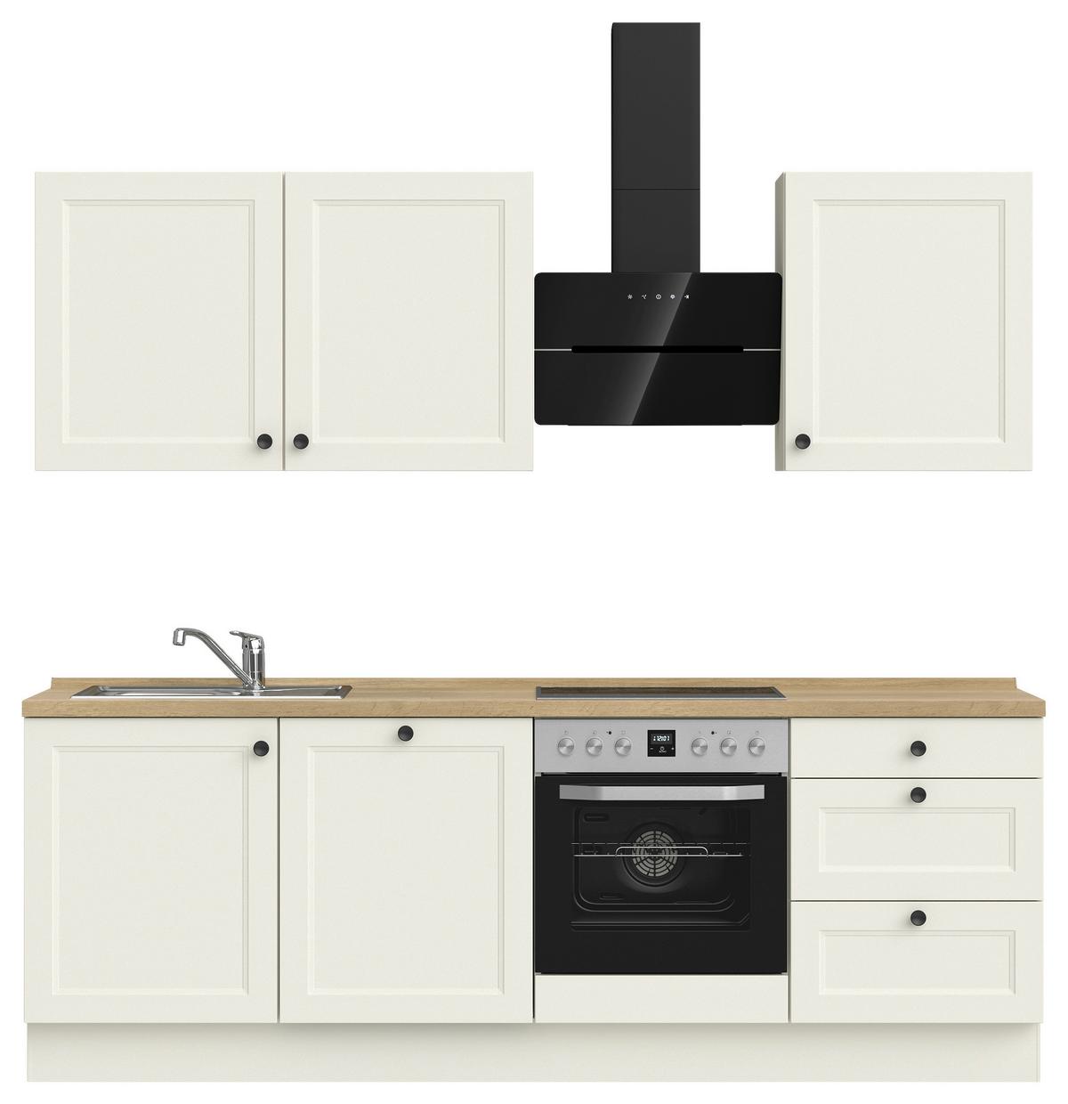 Küchenblock Cascada High m. Geräten Weiß - Eichefarben/Schwarz, MODERN, Holzwerkstoff/Metall (240cm) - Nobilia