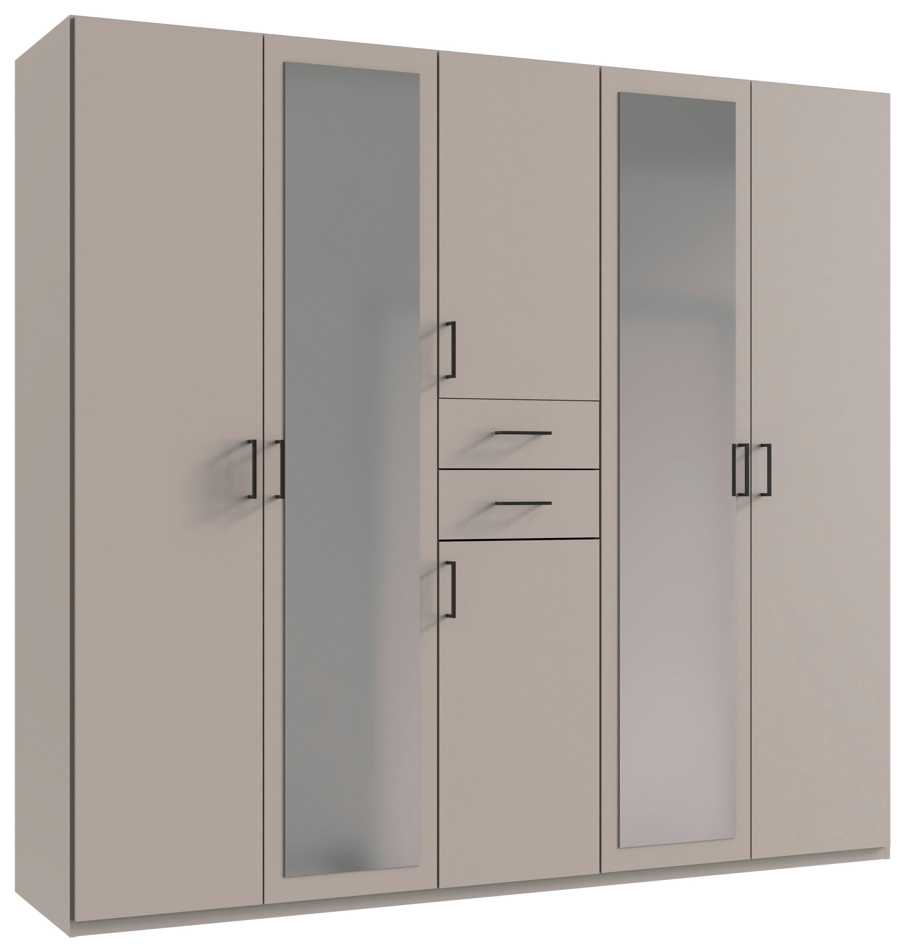 Drehtürenschrank Dillingen Kaschmirfarben - Kaschmir/Schwarz, KONVENTIONELL, Glas/Holzwerkstoff (225/208/58cm) - Mömax