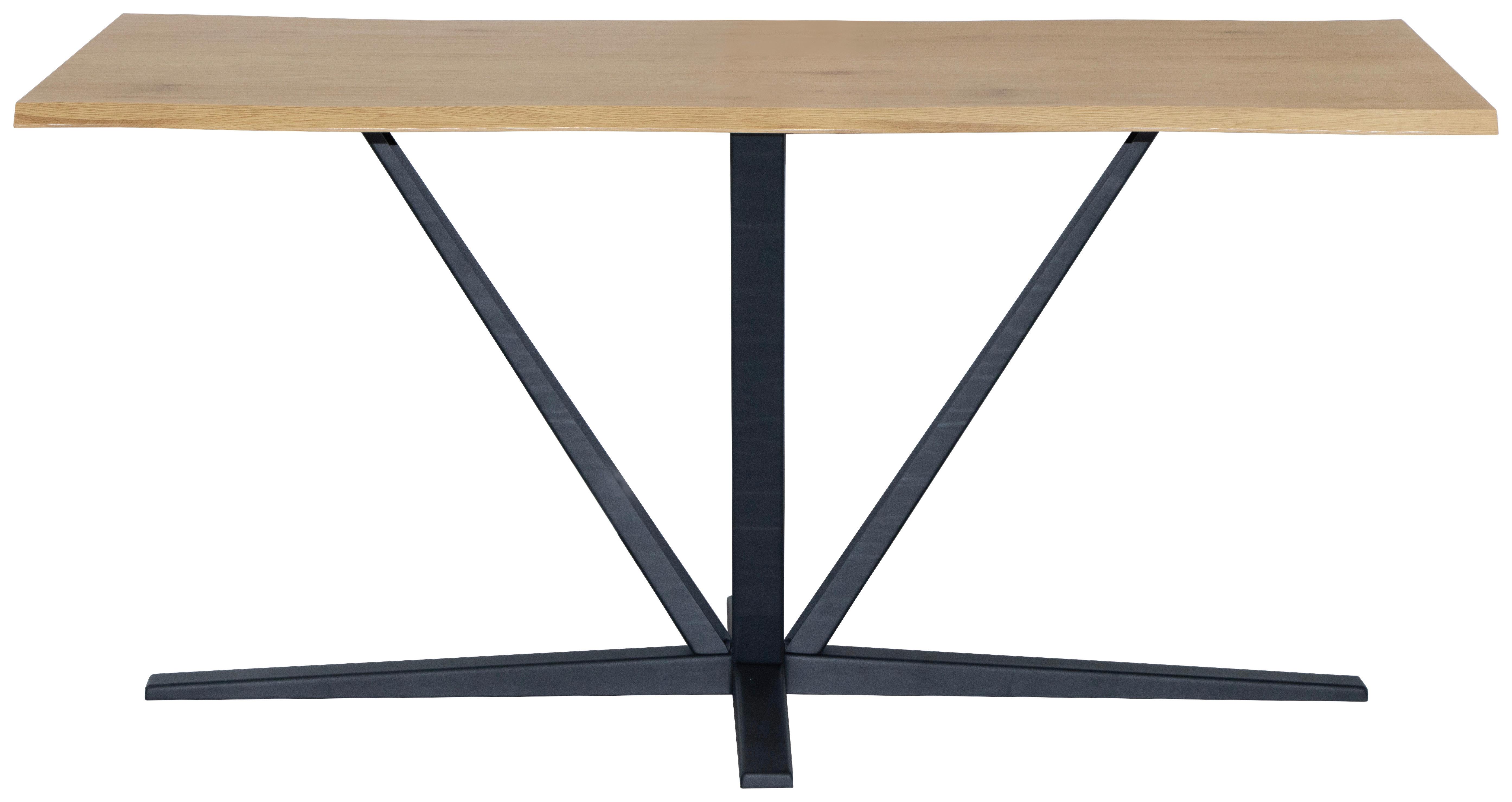 Jedilna Miza Pim, Barve Hrasta, 160x90 - črna/barve hrasta, Moderno, kovina/leseni material (160/76/90cm) - MID.YOU
