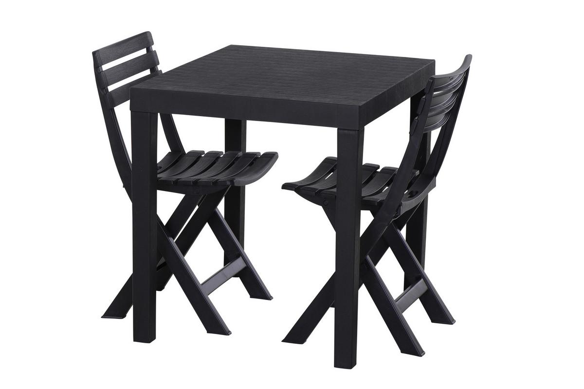 Balkonset Club 3-tlg. Anthrazit - Anthrazit, MODERN, Kunststoff (65/72/78cm) - Gardenson