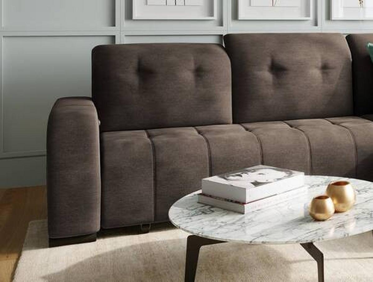 Wohnlandschaft Vicari Dunkelbraun Mikrofaser - Dunkelbraun/Schwarz, MODERN, Textil/Metall (185/292cm) - Livetastic