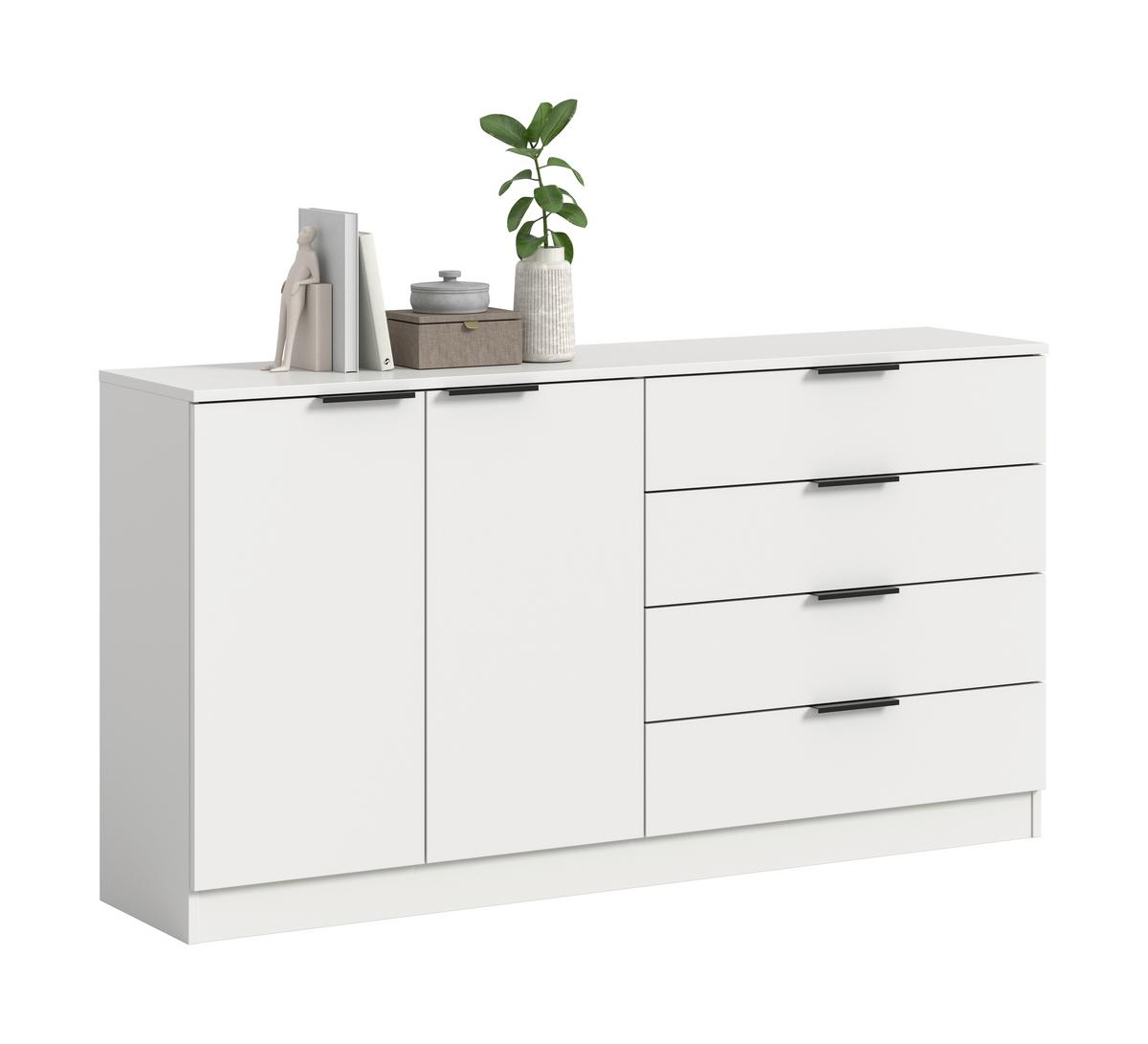 Kommode Kopenhagen Weiß - Schwarz/Weiß, Design, Holzwerkstoff/Kunststoff (148/80/35cm) - Livetastic