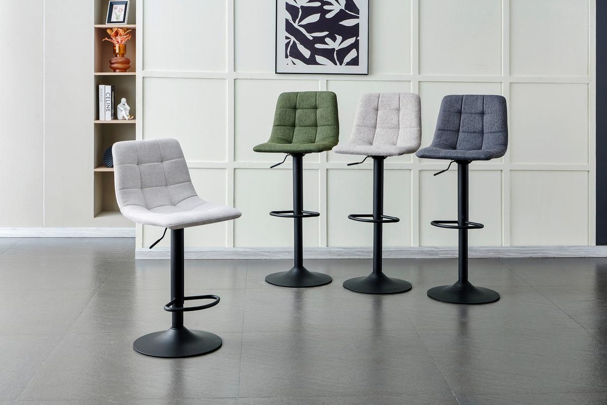 STOŁEK BAROWY JEFF -EXKLUSIV- - czarny/taupe, Design, metal/tkanina (43/90-112/47cm) - Stylife