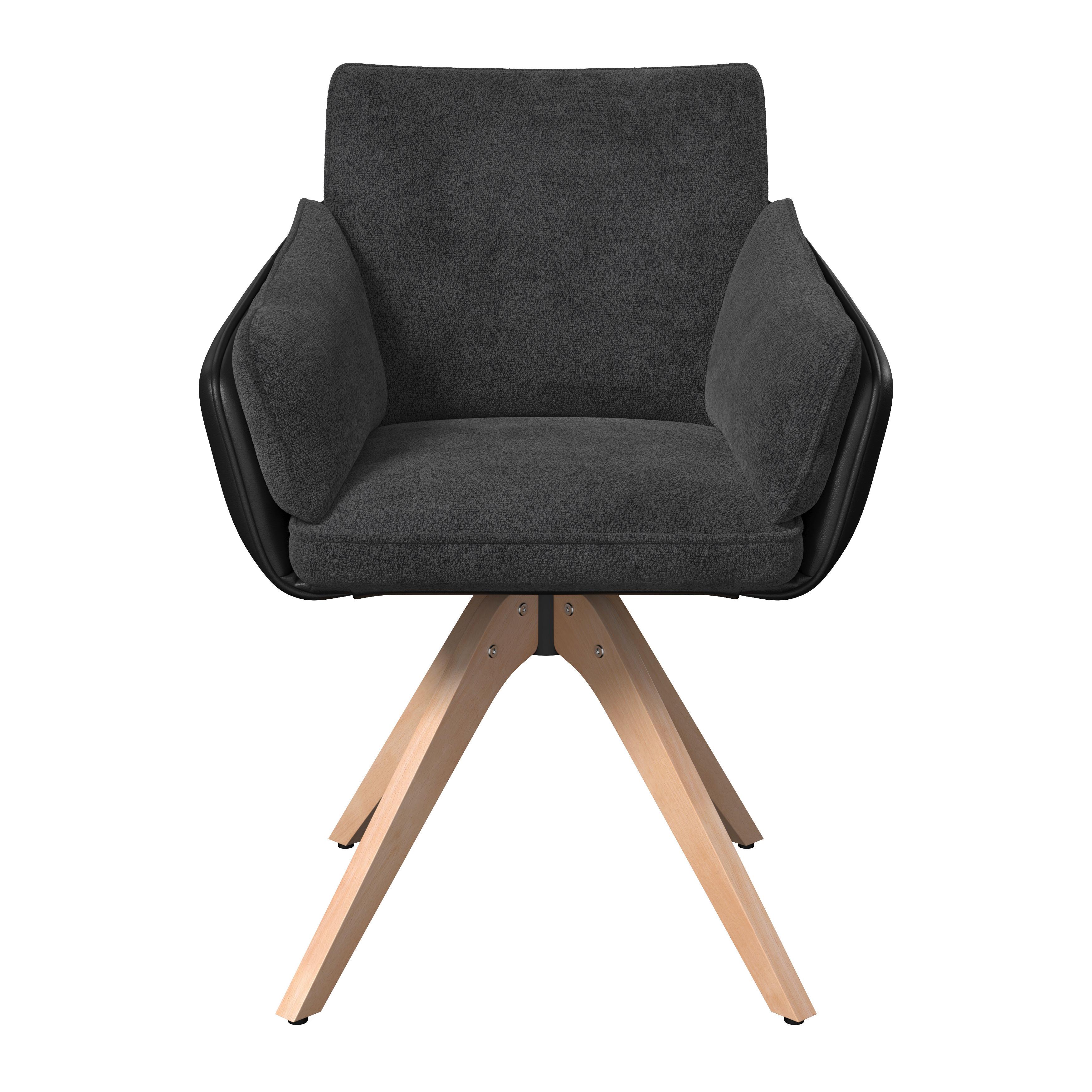 STOL MED ARMSTÖD ALJA - mörkgrå/bokfärgad, Modern, metall/trä (66/89/62cm) - Bessagi Home