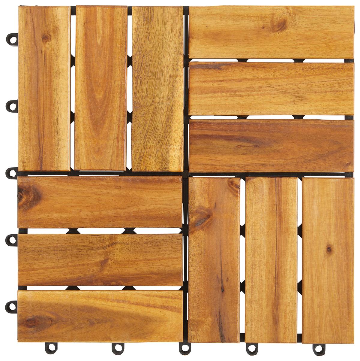 PŁYTKA TARASOWA AKAZIE QUATTRO - kolor akacjowy/brązowy, Konventionell, tworzywo sztuczne/drewno (30/30/2,4cm) - Ambia Garden