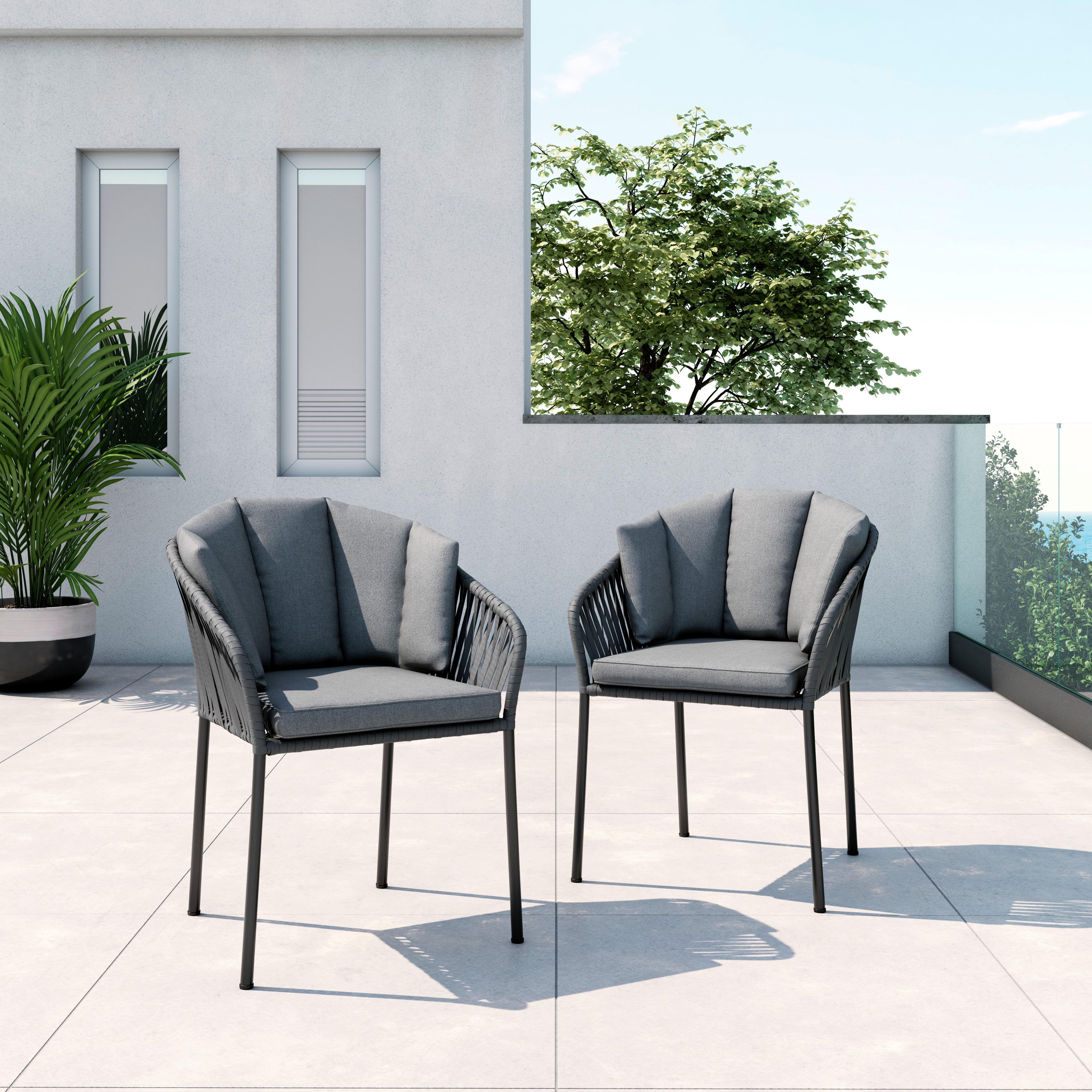 Set Vrtnih Stolov Leo, Siva, 2-Delno - temno siva/antracit, Moderno, kovina (59/78/61cm) - Bessagi Garden