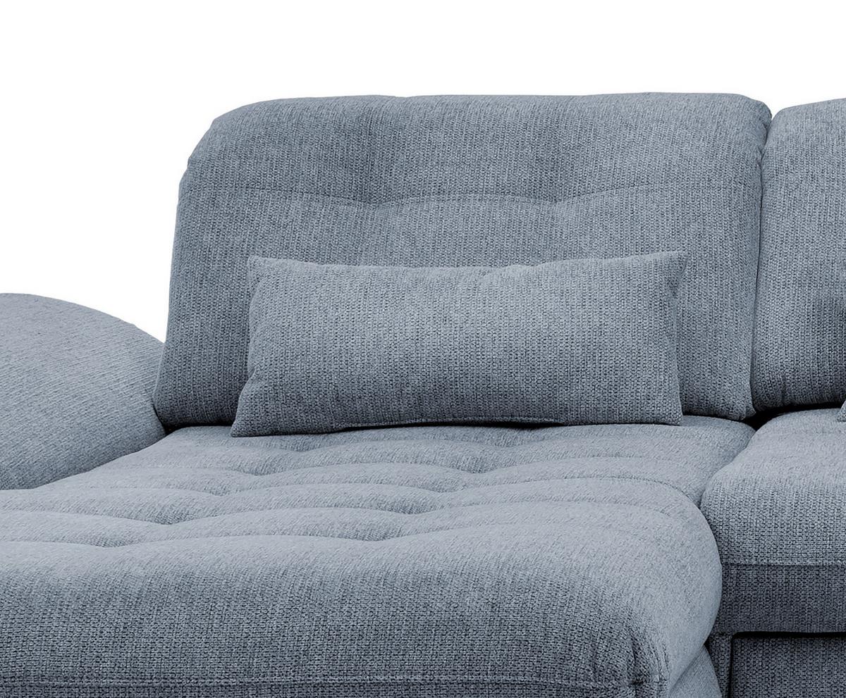Ecksofa Rigatti mit Bettkasten ca. 184x314 cm Hellblau - Chromfarben/Anthrazit, MODERN, Textil/Metall (184/314cm) - Livetastic