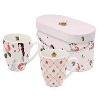 Kaffeebecherset Sisi Rosa/Weiß ca. 350ml 2er Set - Rosa/Weiß, ROMANTIK / LANDHAUS, Keramik (10,8/9.5cm) - PPD