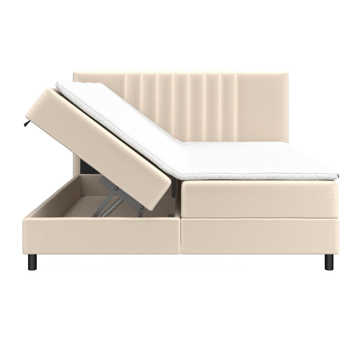 Boxbett Roma ca. 180x200 cm Beige mit Topper - Beige/Schwarz, MODERN, Holz/Textil (180/200cm) - Bessagi Home