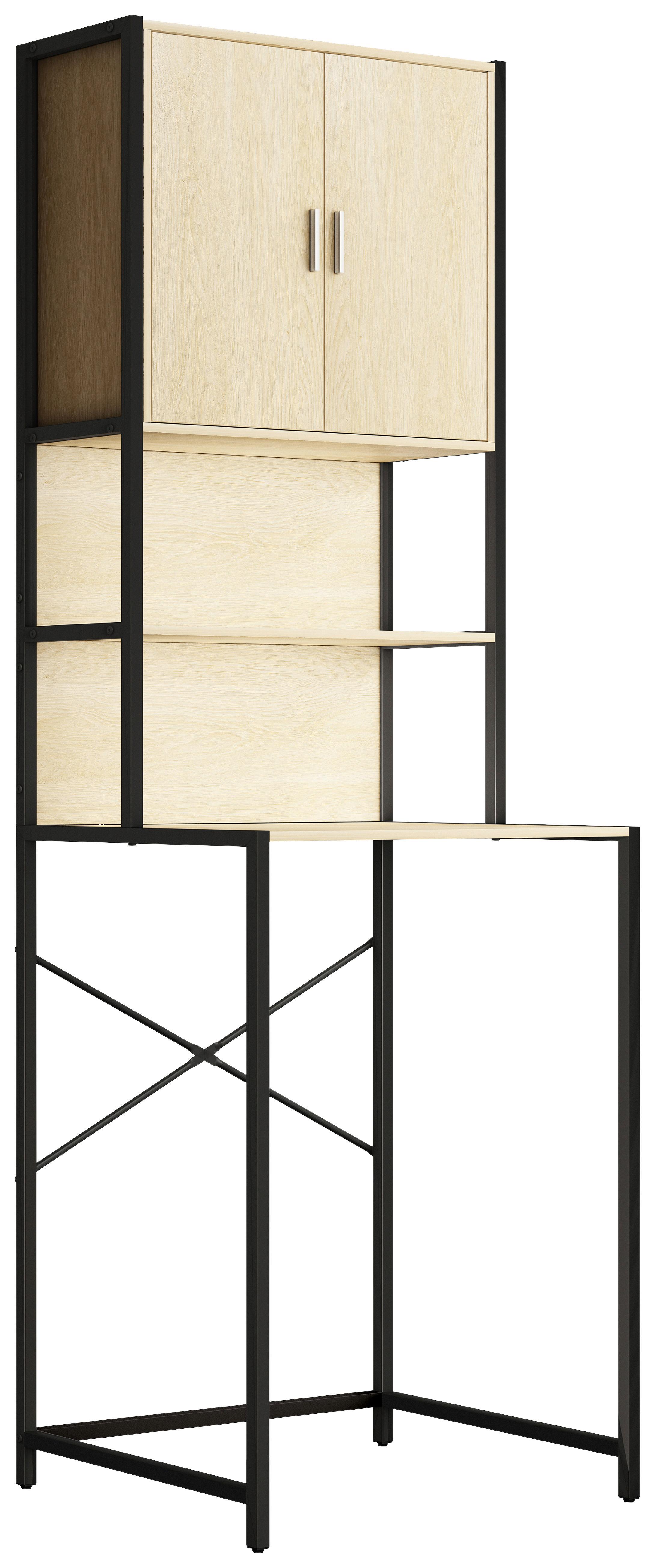 Waschmaschinenschrank Edino ca. 64x189x48 cm Eiche/Schwarz - Honigeiche/Schwarz, MODERN, Holzwerkstoff/Metall (64/189/48cm) - MID.YOU